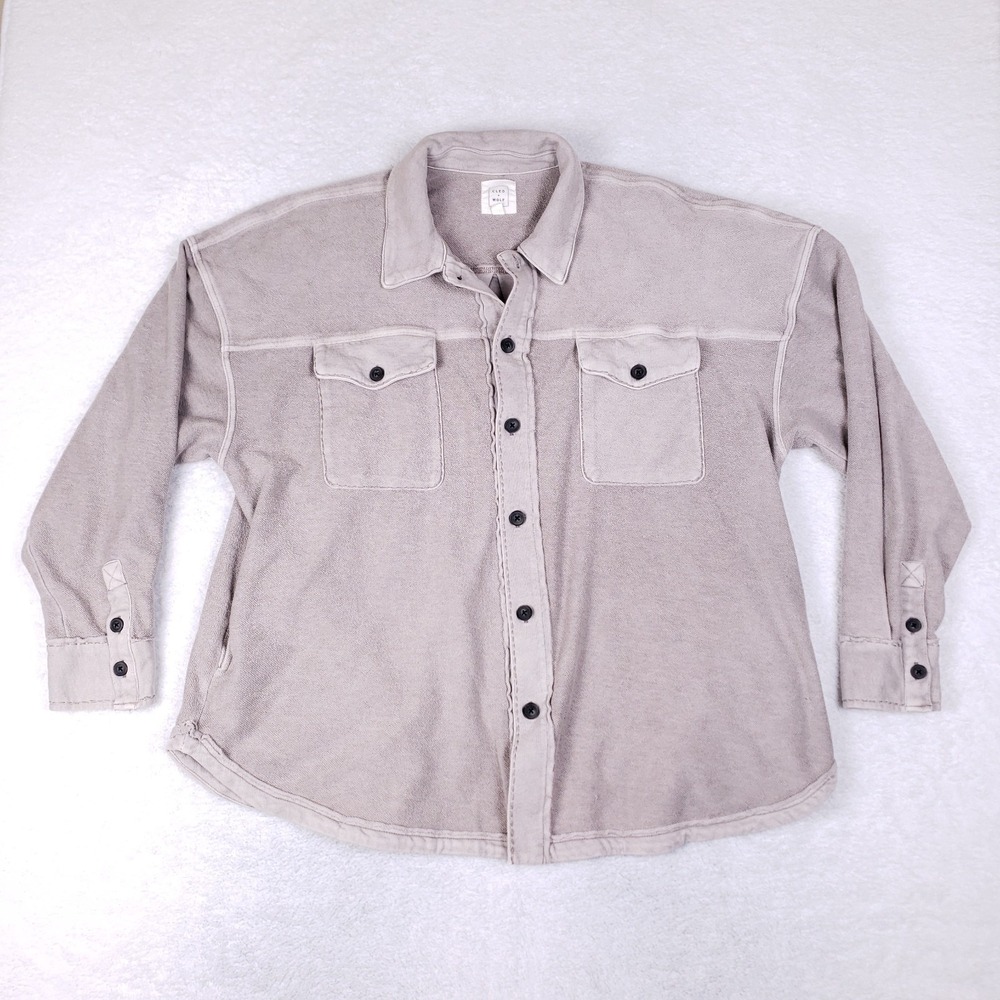 Cleo + Wolf Oversized Cotton Shacket Size XL‎ Light Taupe Relaxed Fit